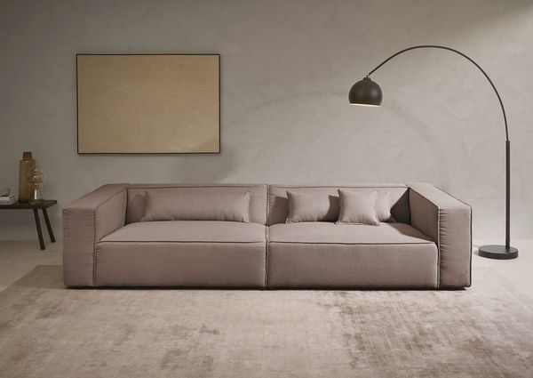 LeGer Home by Lena Gercke 3-Sitzer PIARA XXL, Sofa mit Kedernaht in Cord, Leinenoptik o. Strukturstoff, schwarze Füße, bequemer Sitzkomfort, extra tiefe Sitzfläche