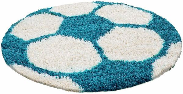 Ayyildiz Teppiche Kinderteppich Fun 6001, rund, Höhe: 30 mm, robuster Kurzflor, Fussball, Kinderzimmer