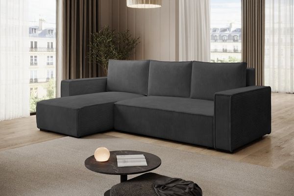 storez24 Ecksofa Letto, mit Bettkasten und Schlaffunktion, Cordstoff, L-Form, bequem