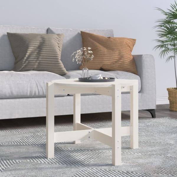 vidaXL Couchtisch Weiß Ø 62,5x45 cm Massivholz Kiefer 822303