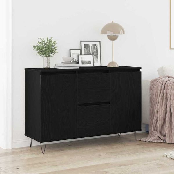 vidaXL Sideboard Schwarz Eichen-Optik 101,5 x 35 x 70 cm Holzwerkstoff 862934