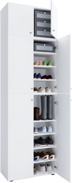 VCM Schuhschrank Lona 917776 Weiß H. 223 x B. 70 x T. 39 cm