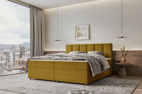 99rooms Boxspringbett Bergamo (Schlafzimmerbett, Bett), 140/160/180/200x200 cm, in Webstoff MALMO_NEW, mit Topper