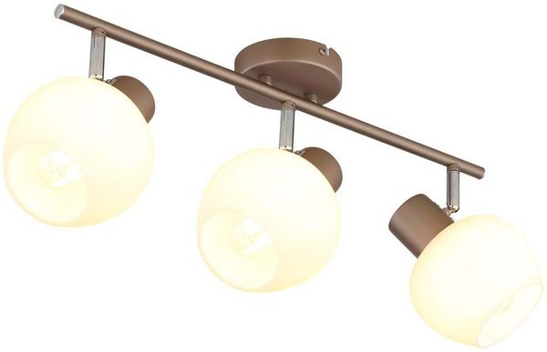 Deckenleuchte, Glas, 3-Flammig, kaffeefarben, Spots, L 50 cm
