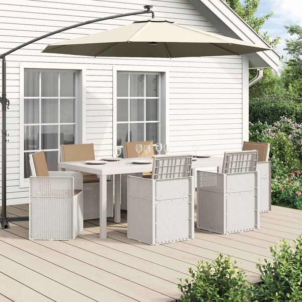 vidaXL Garten Essgruppe mit Kissen 7 pcs Weiß und Taupe PP 3430081