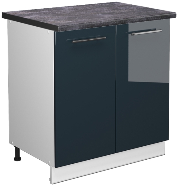 Spülenunterschrank Fame-Line Dunkelblau Hochglanz 80 cm mit Regal, AP Anthrazit Vicco