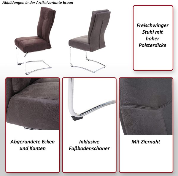 2er-Set Esszimmerstuhl Textil Wildleder-Optik in braun Bild 2