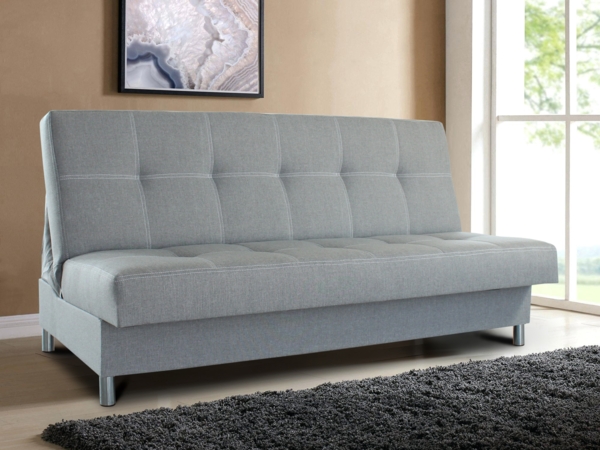 Schlafsofa Bella mit Schlaffunktion - 3 Sitzer Sofa, Couch mit Bettkasten, Bettsofa, Schlafsofa, Polstersofa (Grau (Inari 91))