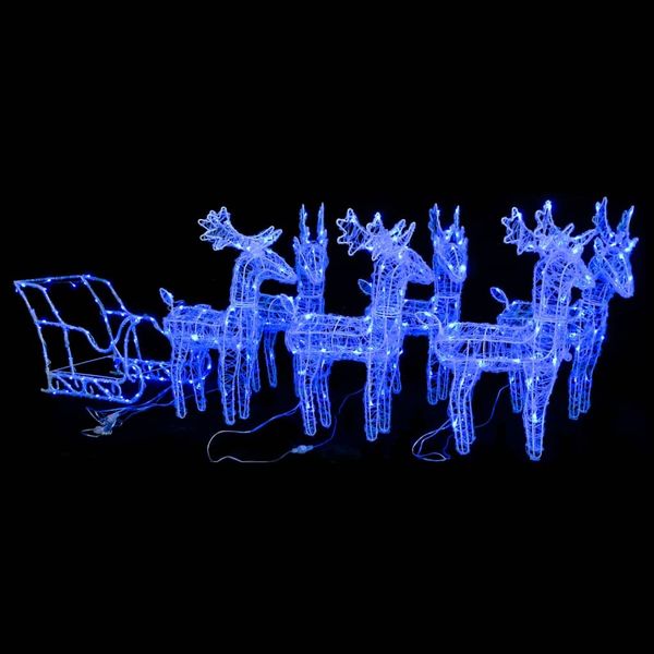 vidaXL Rentiere Schlitten Weihnachtsdekoration 320 LEDs Acryl 3100425