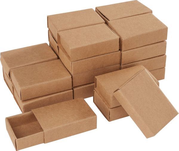VBS Aufbewahrungsbox Streichholzschachteln (48 St), Kraftpapier blanko 5,4 x 3,6 x 1,5 cm 24er-Pack