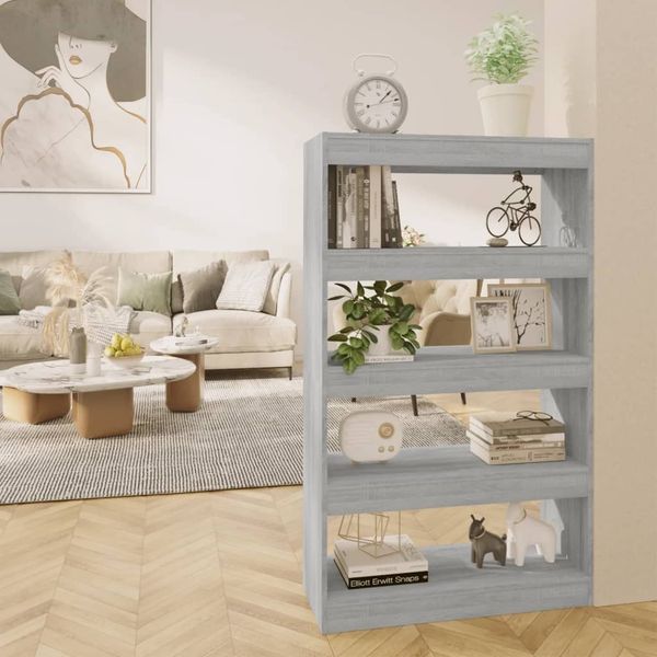 vidaXL Bücherregal/Raumteiler Grau Sonoma 80x30x135 cm Holzwerkstoff 813621