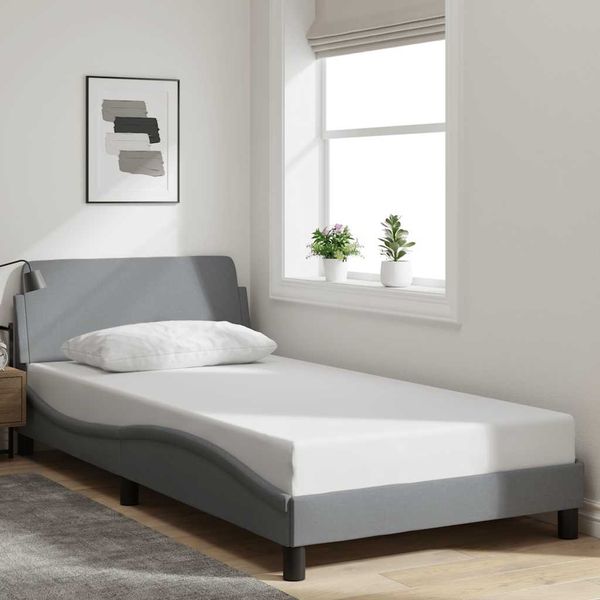 vidaXL Bettgestell "Dover" Hellgrau 100x190 cm Stoff 373265