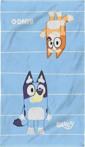 MTOnlinehandel Badetuch Bluey & Bingo, Kinder Strandtuch 70x120 cm, 100 % Baumwolle, Perfekt für Strand, Pool und Badezimmer, ideal für kleine Bluey Fans