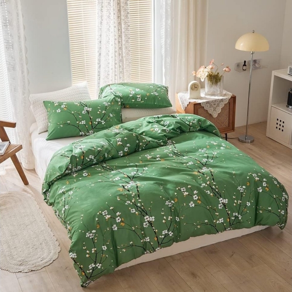 ibettertec Bettwäsche Bettwäsche 135x200cm,200x200cm,Blätter Blumen Pflanzen Muster, Für Allergiker geeignet mit Kissenbezüge 80x80cm und Reißverschluss Bild 5