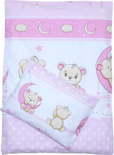 Kinderwagenset Baby Bettwäsche für Kinderwagen Bezüge Decke Kissen (Rosa, 2 tlg)