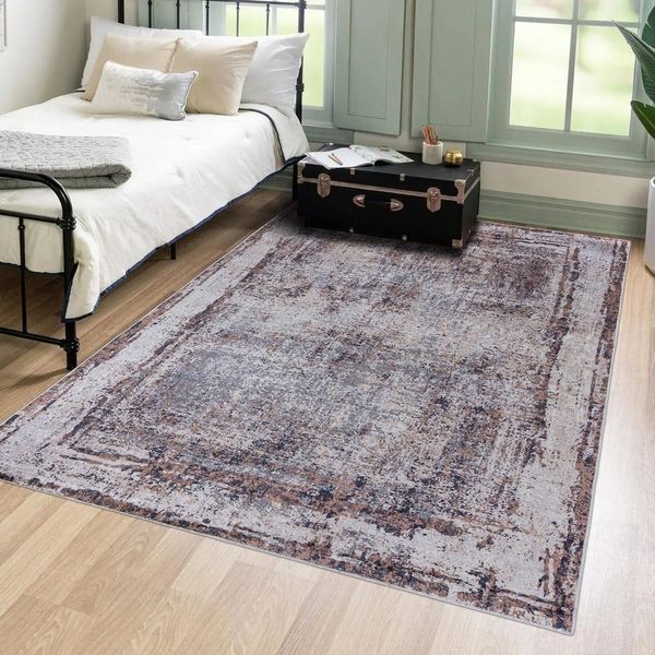 Mazovia Designteppich Modern Teppich für Wohnzimmer, Schlafzimmer, Esszimmer, 80 x 150 cm, Kurflor, Waschbar in Waschmaschine, Höhe 5 mm, Rutschfest