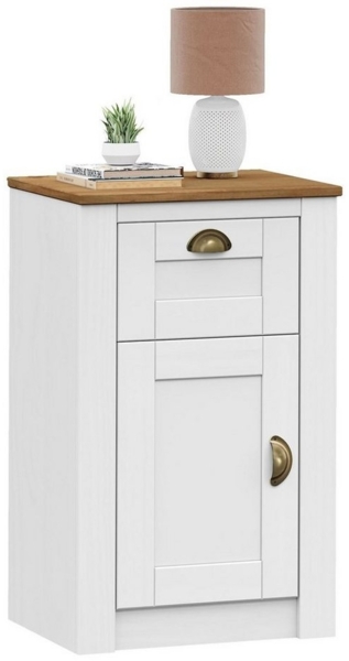 IDIMEX Nachtkommode BOLTON, Nachttisch aus Holz mit 1 Schublade und Tür Muschelgriffe Kommode Land
