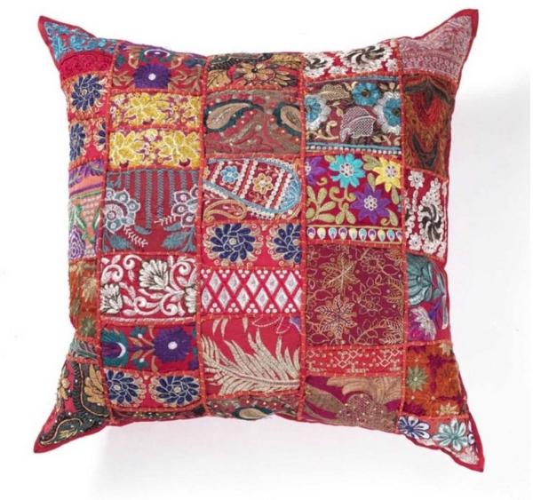 Indisches Patchwork Kissen Mar Rot