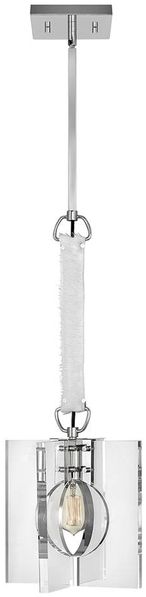 Elstead Lighting QN-LUDLOW-1P-PN QUINTIESSE Hängeleuchte Ludlow E27 60W Stahl, Nickel poliert; Acryl klar L:26cm H:66. 4cm Ø26cm dimmbar höhenverstellbar