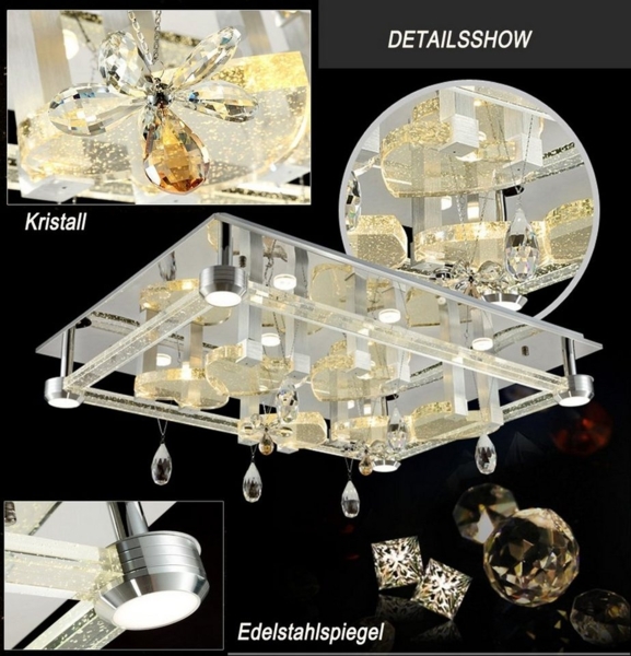 Euroton LED Deckenleuchte LED Kristalleuchten klare schöne Deckenleuchten mit Fernbedienung, LED fest integriert, Einstellbar, Sehr hochwertig und Schick Bild 3
