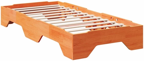 vidaXL Massivholzbett ohne Matratze Stapelbar Wachsbraun 80x200 cm 859207