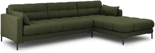 Micadoni Ecksofa Mamaia 5-Sitzer Rechts Strukturierter Stoff Neve Grün schwarze Beine Bild 2