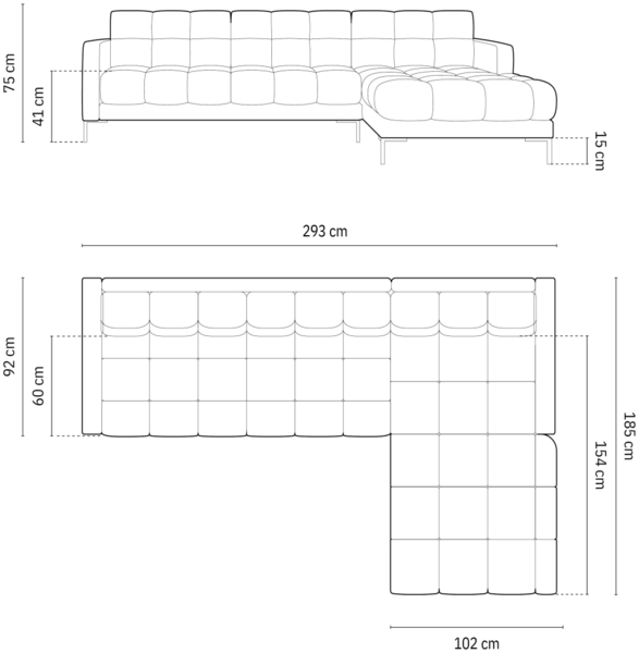 Micadoni Ecksofa Mamaia 5-Sitzer Rechts Strukturierter Stoff Neve Grün schwarze Beine Bild 6