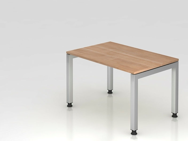 Schreibtisch JS12 U-Fuß / 4-Fuß eckig 120x80cm Nussbaum Gestellfarbe: Silber