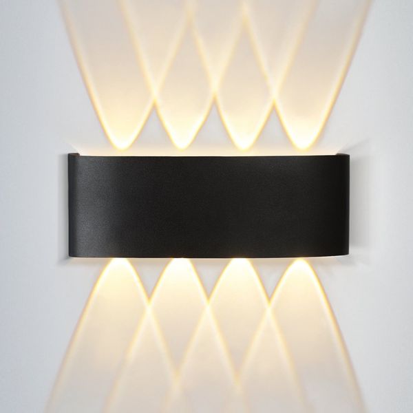 ZMH LED Wandleuchte Innen Wandlampe - Aussenlampe Schwarz Wandbeleuchtung Aussen 7W Außenlampe IP65 Außenleuchte Up Down Wandstrahler 3000K Warmweiß Außenwandleuchte für Hauswand Garten Flur