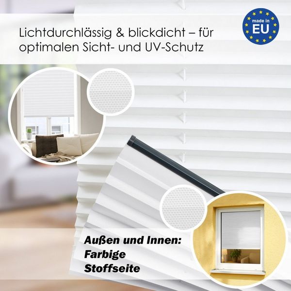 DomDeco Plissee Premium Plissee ohne Bohren, Sichtschutz, lichtdurchlässig, blickdicht, Klemmfix, Klemmfix, UV-beständig, modernes Design, stufenlos