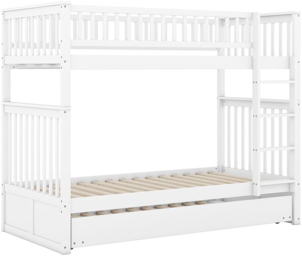 Bett 90x200 cm mit Ausziehbett und Treppe – Massivholz-Etagenbett, platzsparend Bild 9