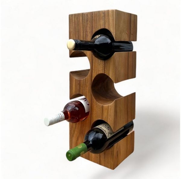 FaHome Weinregal Massiv Holz: Handgefertigter, Edler & Hochwertiger Weinhalter, (50/70/100x27x18) Natur