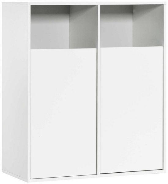 mokebo Wäscheschrank Der Wäschehüter (2-türig) Wäschekorb oder Wäschesammler mit Magnetverschluss in Weiß