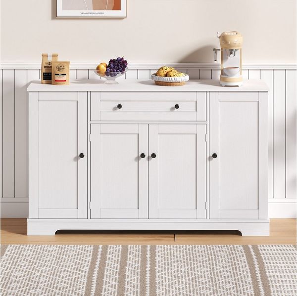 Celya Küchenbuffet Multifunktionales Küchenbuffet, 138 cm Sideboard mit Schublade (Modernes Design mit Kippschutz, ideal für Küche, Wohnzimmer & Schlafzimmer) Regaltüren & verstellbaren Einlegeböden