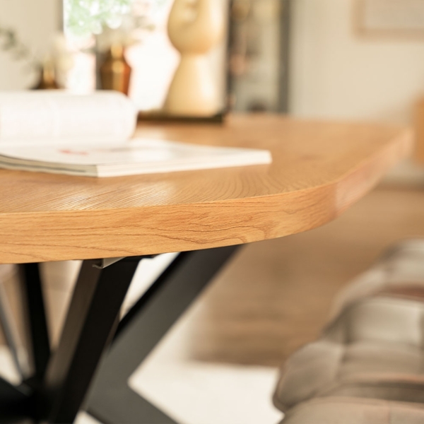 HOME DELUXE Essgruppe Rund Ausziehbar AVENTURA inkl. Sternfuß - 120-160 x 120 cm Light Oak 6 Stühle Bild 3