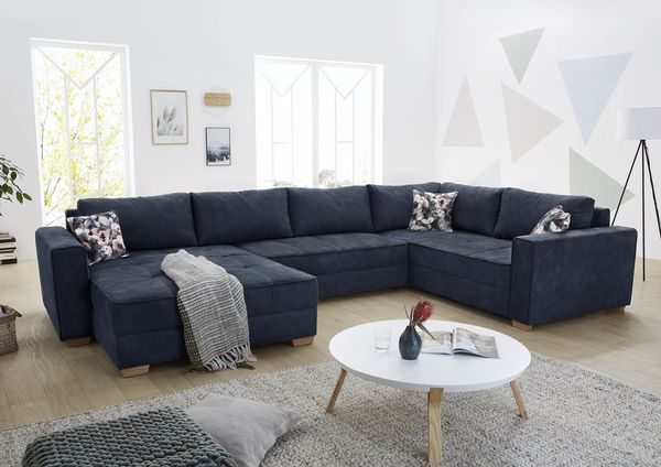 Job 'Brixen KPL' Wohnlandschaft, Microfaser blau