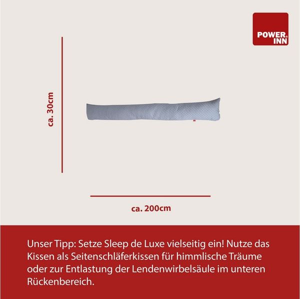 POWER INN Seitenschläferkissen POWER INN SLEEP DE LUXE Seitenschläferkissen, ca. 30x200cm, blau