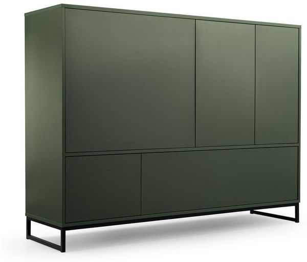 Beautysofa Kommode GIANA – elegante grifflos mit 5 Türen push‑to‑open (erhältlich in Sandbeige oder Flaschengrün), Breite: 160 cm