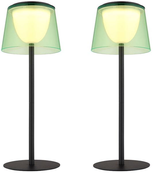 2er Set LED Tischleuchte, Innen Außen, Akku, Touchdimmer, H 34 cm
