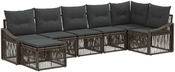 vidaXL Gartensofa-set 7 pcs Grau Poly-Rattan 3436079