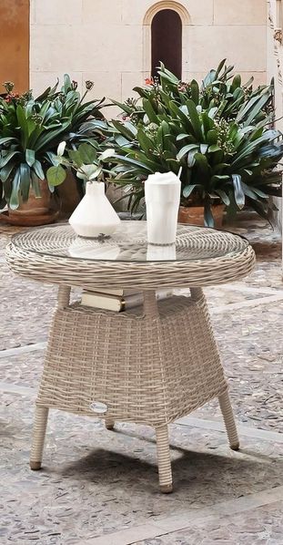 Destiny Gartentisch MALAGA, Ø: 60cm x H: 55cm, Aluminium, Polyrattan