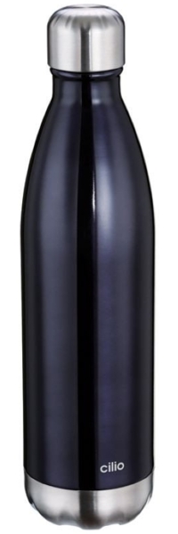 Cilio 'ELEGANTE' Isoliertrinkflasche, Edelstahl schwarz, 750 ml