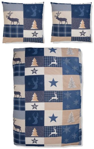 Home affaire Bettwäsche Nicholas in Gr. 135x200 oder 155x220 cm, ideal für Weihnachten, Biber, 2 teilig, Weihnachtsbettwäsche, Winter