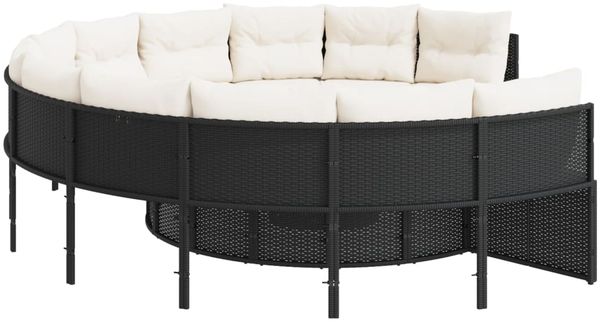 vidaXL Gartensofa mit Kissen Rund Schwarz Poly-Rattan 3318540 Bild 4