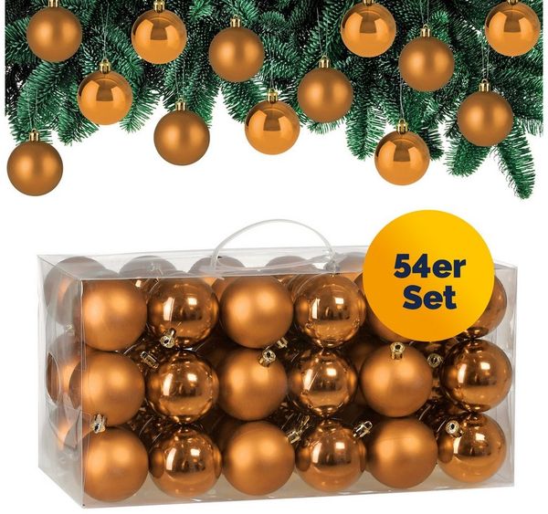 Casaria Weihnachtsbaumkugel (54 St), Weihnachtskugeln 54er Set Weihnachtsbaumkugeln Weihnachtsdeko matt