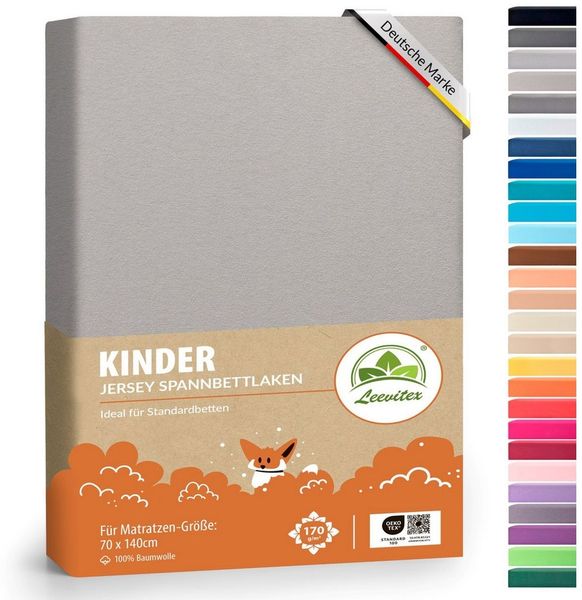 leevitex® Spannbettlaken Jersey aus 100% Baumwolle, für Kinder- & Standardmatratzen, Jersey, Gummizug: rundum, (1 Stück), 100% Baumwolle, anschmiegsam & dehnbar, diverse Größen und Farben