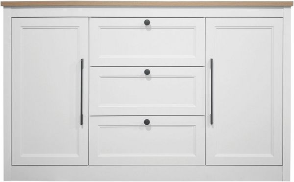 OTTO home Sideboard Ismund, aus MDF, mit Holz-Zierleiste, schwarzen Metallgriffen, Höhe 93 cm