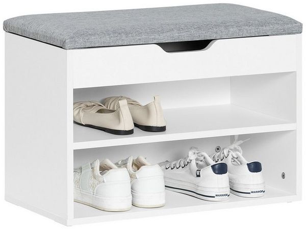 SoBuy Sitzbank FSR25, Schuhbank Schuhregal Aufbewahrungsschrank Schuhorganizer, Schuhtruhe mit Sitzfläche, gepolstert, Fach unter Kissen, für Flur