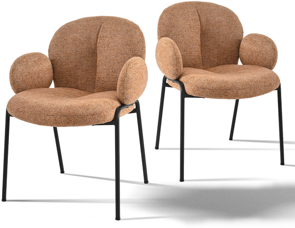 GOEURVANT 1235 Esszimmerstühle 2er-Set, Polsterstühle, Chenille - Orange