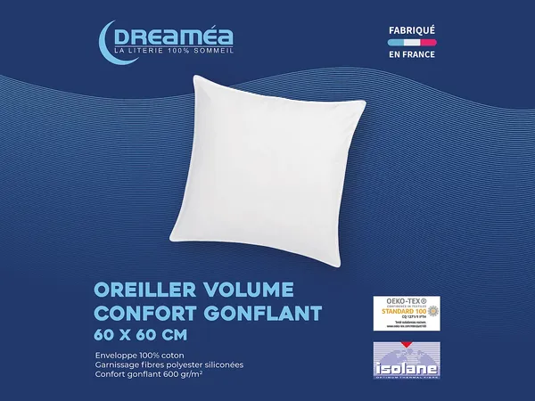 DREAMEA - MARIN Kopfkissen Stoff Weiß - B 60 cm x H 10 cm x L 60 cm